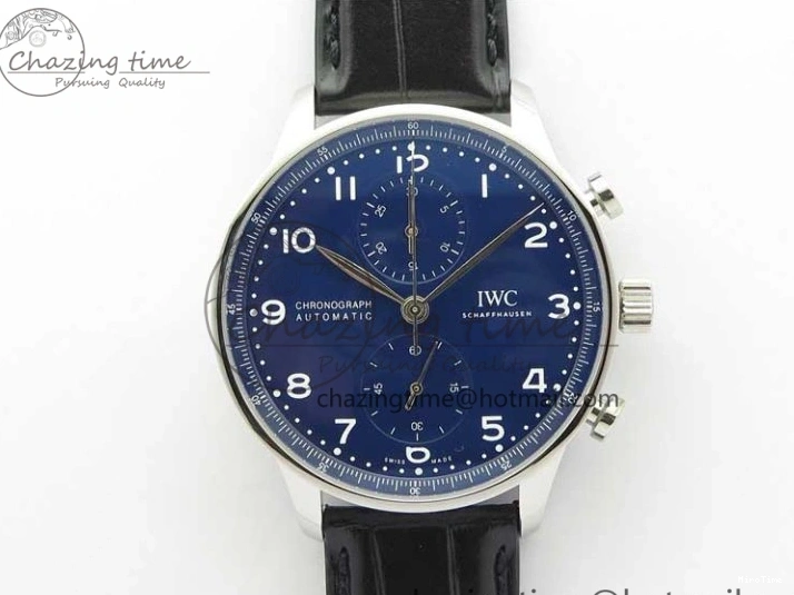 MIROTIME 0121 SunProtective Portugieser Chronograph Edition 150 Years IW371601 ZF 1:1 Best Edition Blue Dial on Black Leather Strap A7750 (Slim Movement) 7137